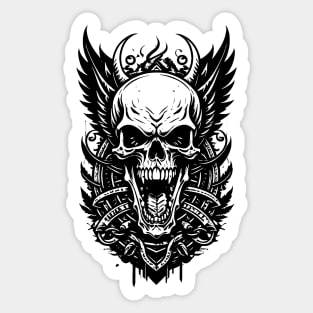 Skull Face Ink Artwork Sticker